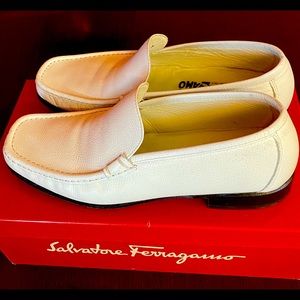Salvatore Ferragamo white mens shoes